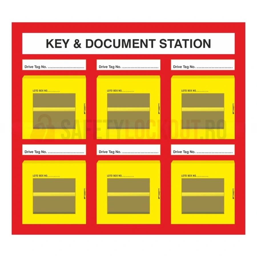 Stație LOTO de Perete pentru 6 Cutii Mini — Cutie de blocare pentru grup | Safety Lockout