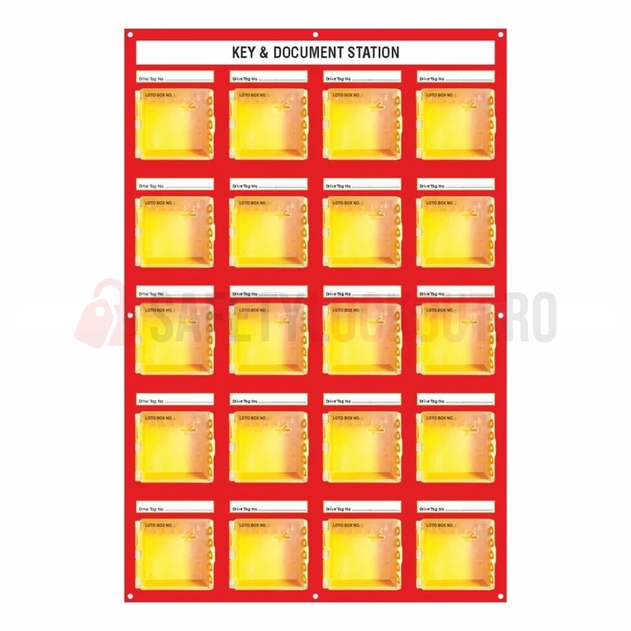 Stație LOTO de Perete pentru 20 Cutii ABS Mini — Cutie de blocare pentru grup | Safety Lockout