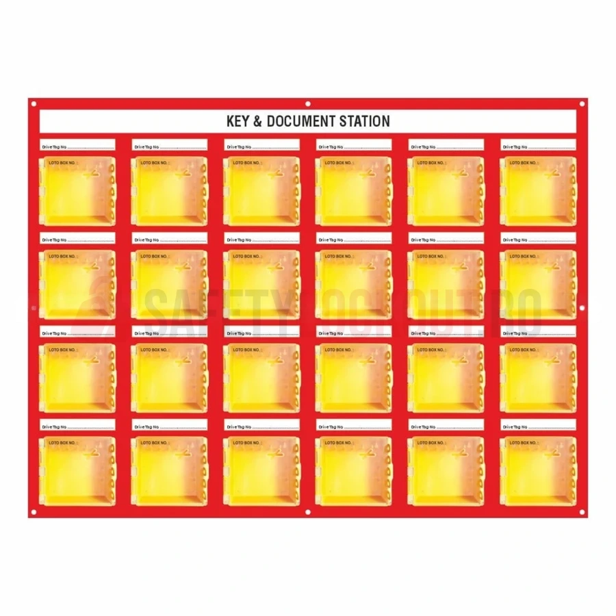 Stație LOTO de Perete pentru 24 Cutii ABS Mini — Cutie de blocare pentru grup | Safety Lockout