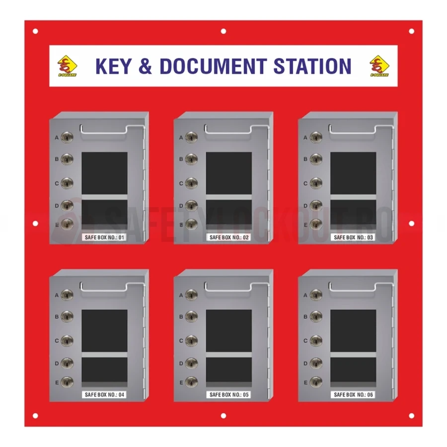 Stație LOTO de Perete pentru 6 Cutii cu Încuietori Integrate — Cutie de blocare pentru grup | Safety Lockout