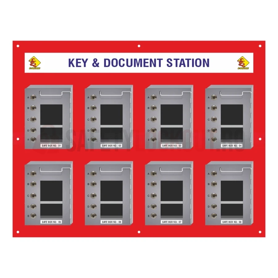 Stație LOTO de Perete pentru 8 Cutii cu Încuietori Integrate — Cutie de blocare pentru grup | Safety Lockout
