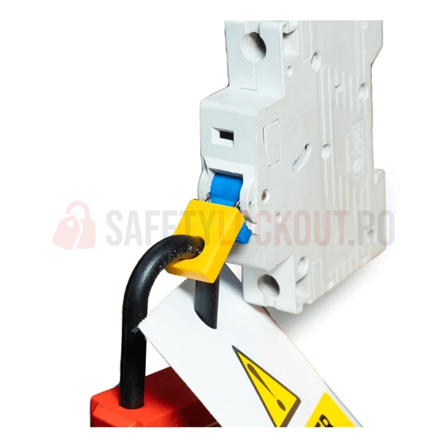 Dispozitiv de Blocare MCB Plat Mini Pin-Out Lat - Galben — Dispozitiv de blocare pentru disjunctor | Safety Lockout