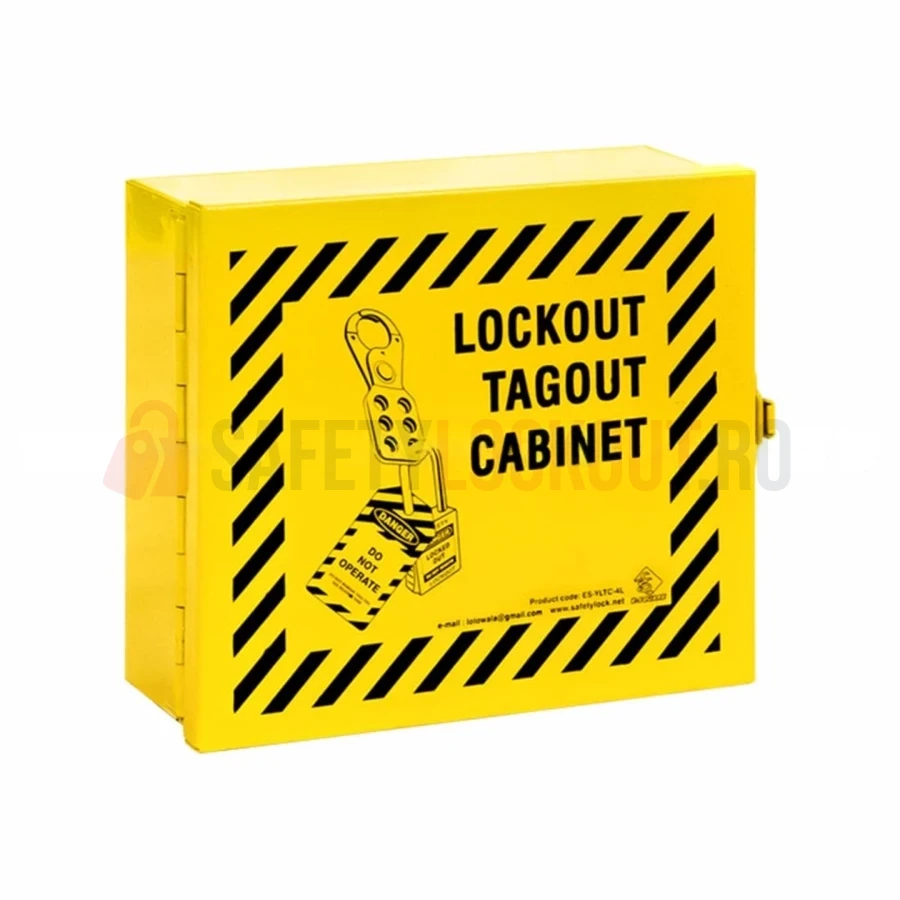 Dulap metalic galben LOTO pentru 4 lacăte — Stații LOTO | Safety Lockout