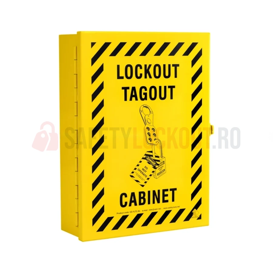 Dulap LOTO galben metalic pentru 8 lacăte, cu accesorii — Stații LOTO | Safety Lockout
