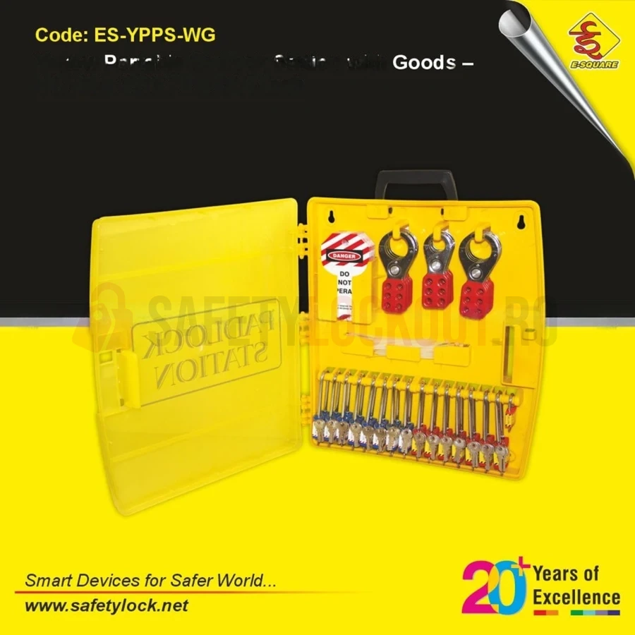 Stație Portabilă pentru Lacăte LOTO Echipată – Galben, 438 x 400 x 64 mm — Stații LOTO | Safety Lockout