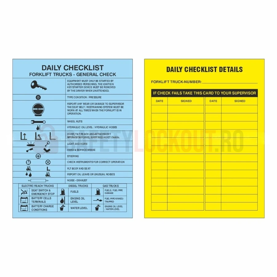 Etichete pentru schele cu checklist zilnic (pentru suport galben) — Suport și etichete de dimensiuni mari pentru schele | Safety Lockout