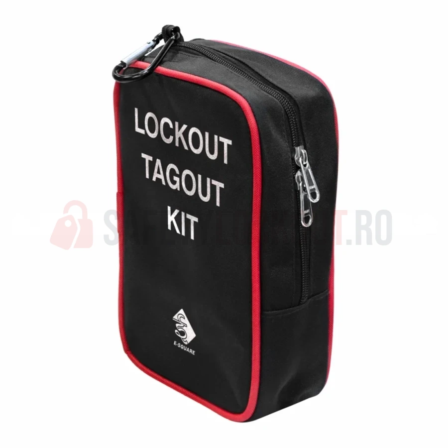 Geantă LOTO mică cu fermoar și carabină, negru/roșu — Genți și huse | Safety Lockout