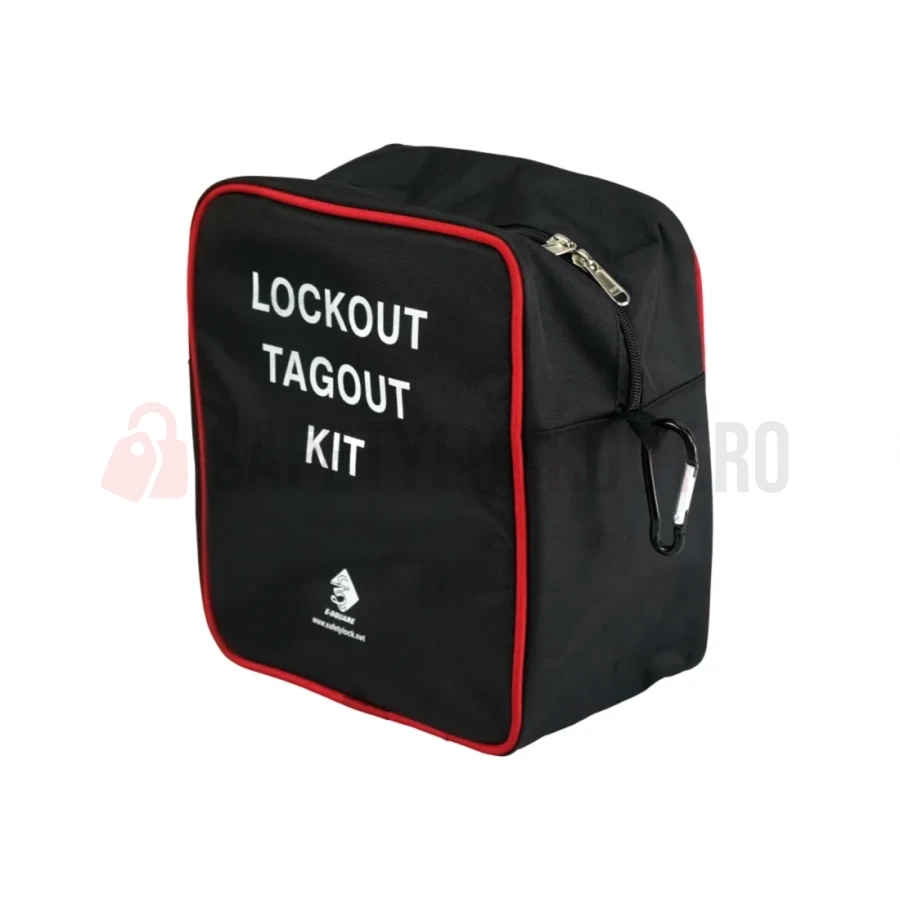 Geantă mică portabilă LOTO cu carabinieră, negru și roșu — Genți și huse | Safety Lockout