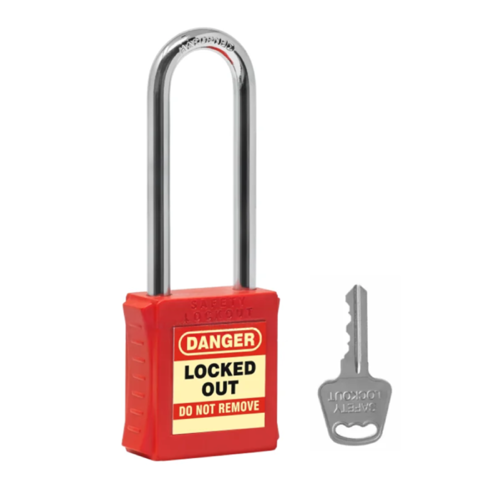 Imagine pentru Lacăt LOTO PLSP cu bridă din oțel 85 mm – chei diferite (KD)