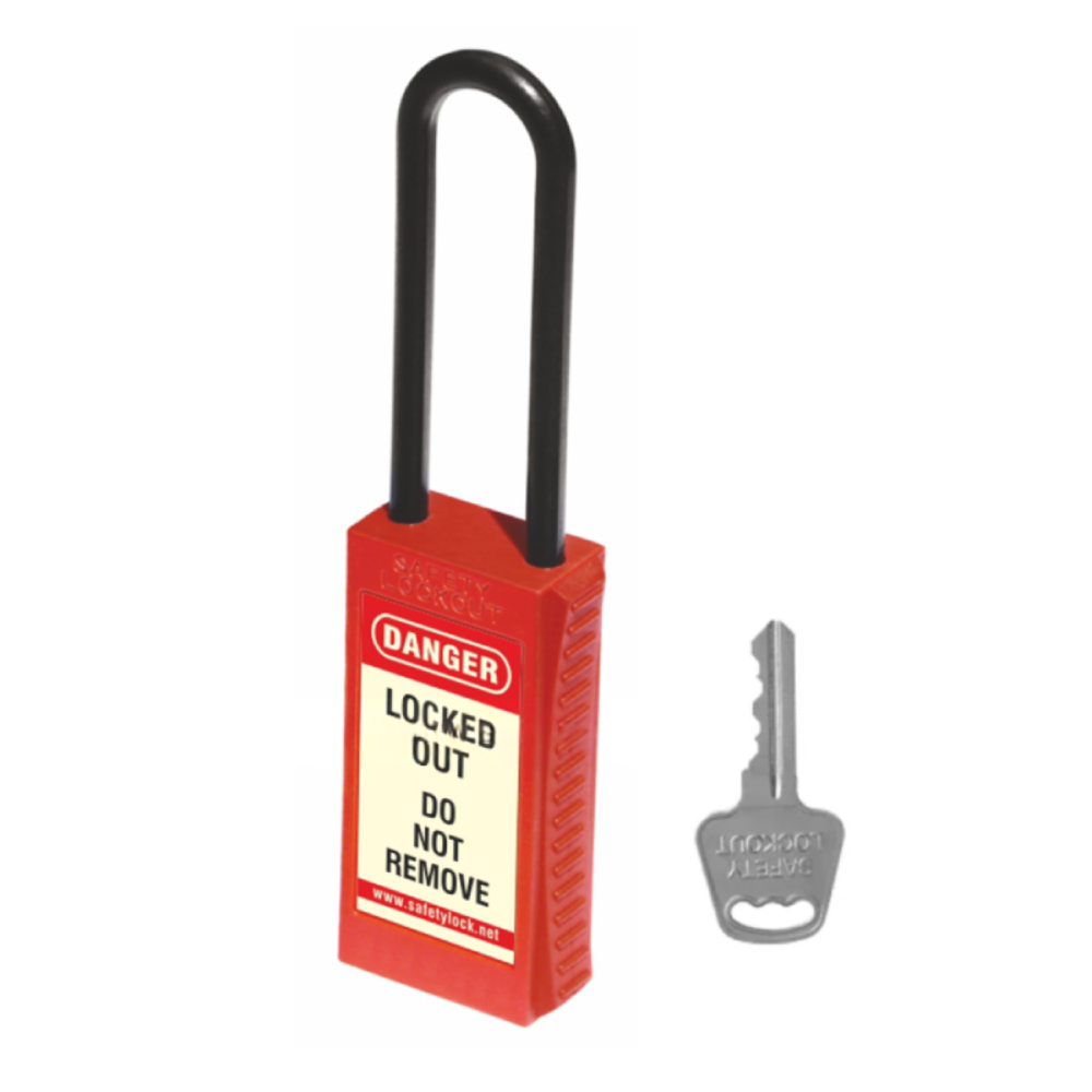 Imagine pentru Lacăt LOTO dielectric cu corp lung, bridă nylon 85 mm