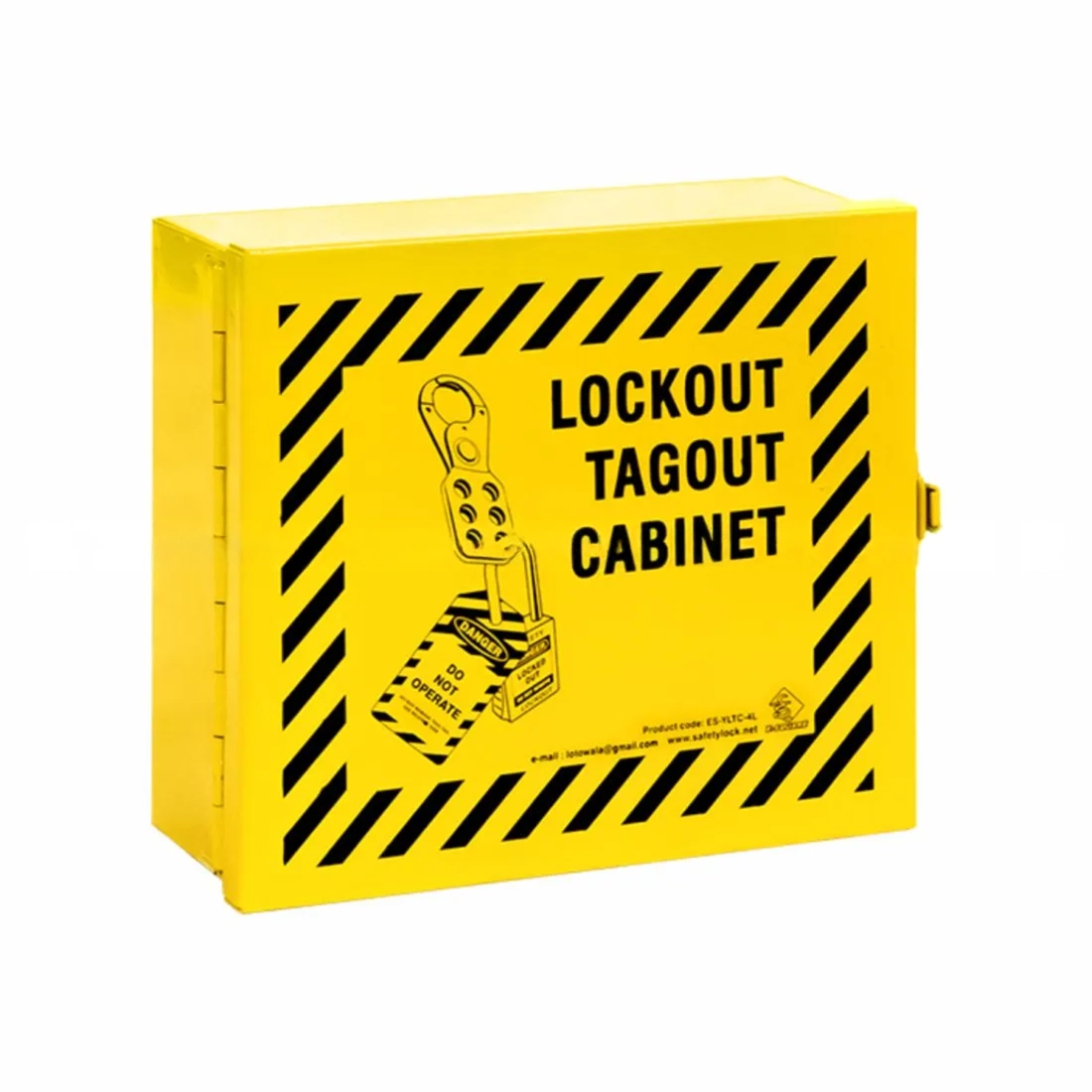 Imagine pentru Dulap LOTO metalic Galben pentru 4 Lacăte, 178 x 203 x 76 mm